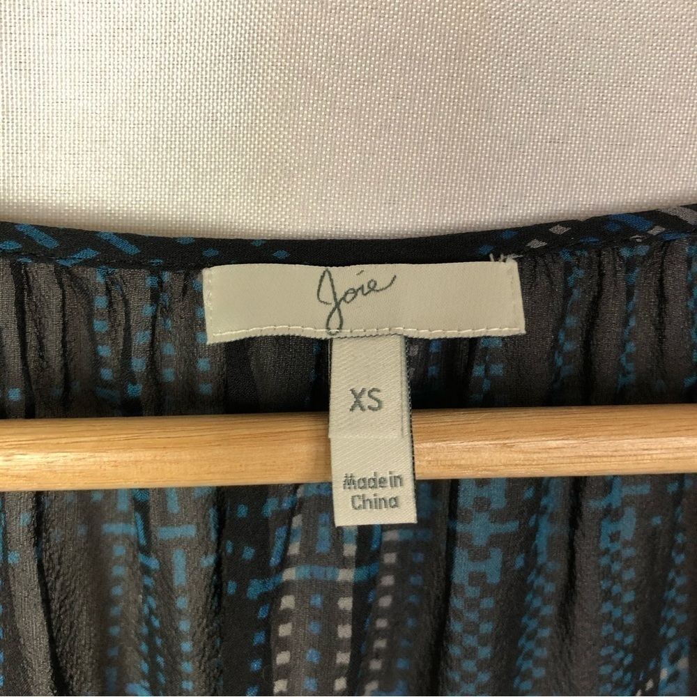 Joie Black & Blue‎ Vorda Plaid Sheer Silk Long Sleeve XS - Picture 5 of 5